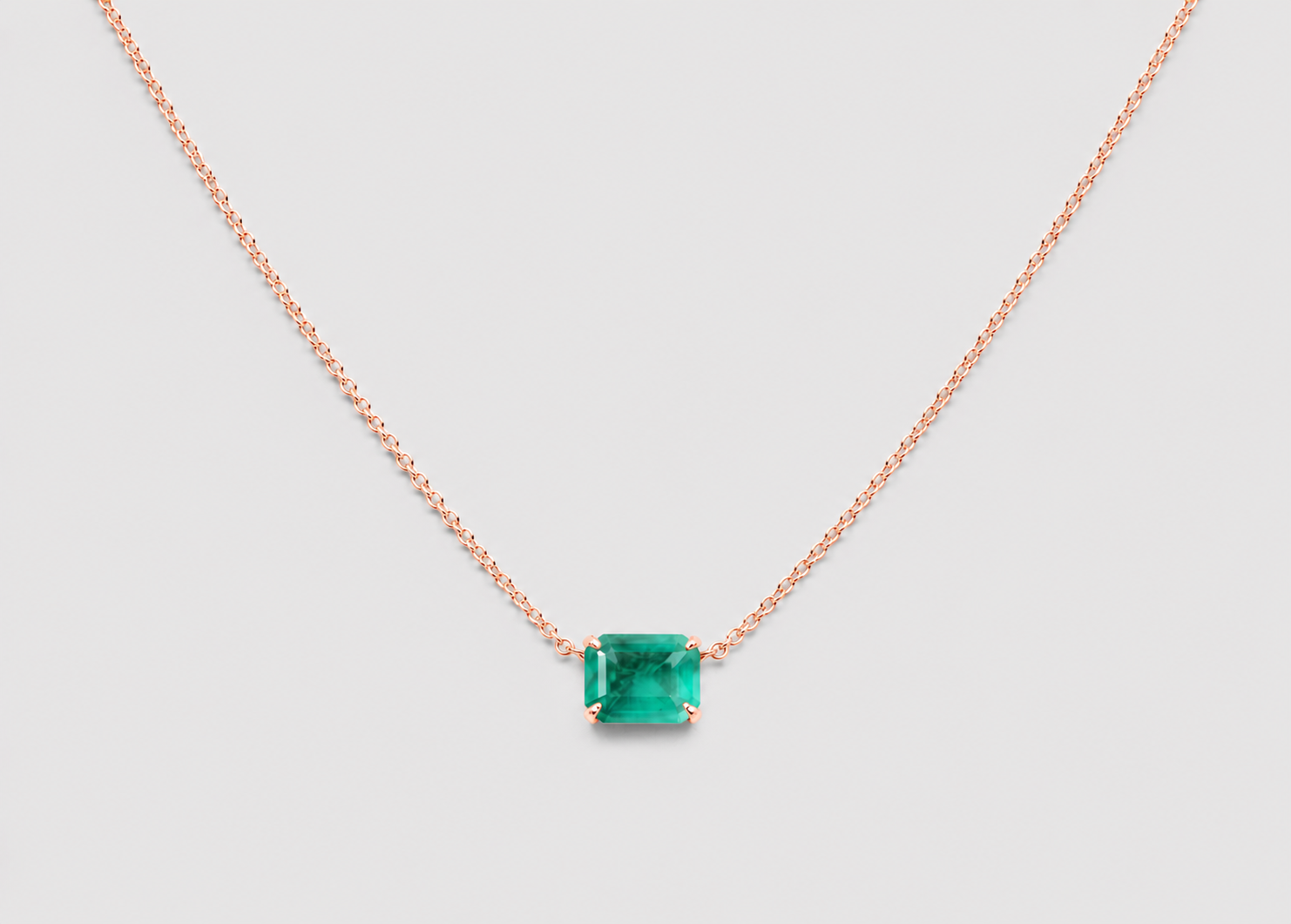 2 CT Emerald Cut Green Gemstone Pendant Necklace