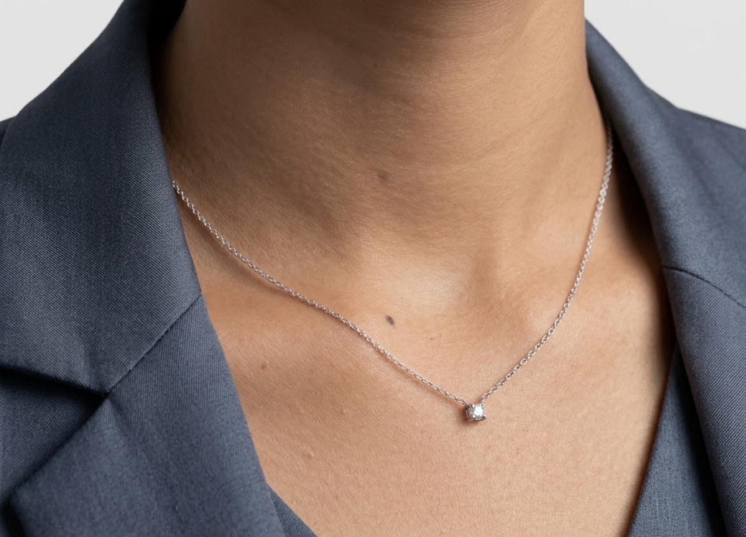 0.20 CT (VS–EF) Princess Cut Lab-Grown Diamond Solitaire Pendant Necklace for Women