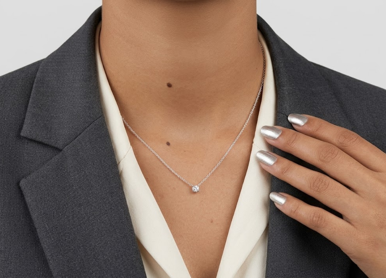 0.20 CT (VS–EF) Princess Cut Lab-Grown Diamond Solitaire Pendant Necklace for Women