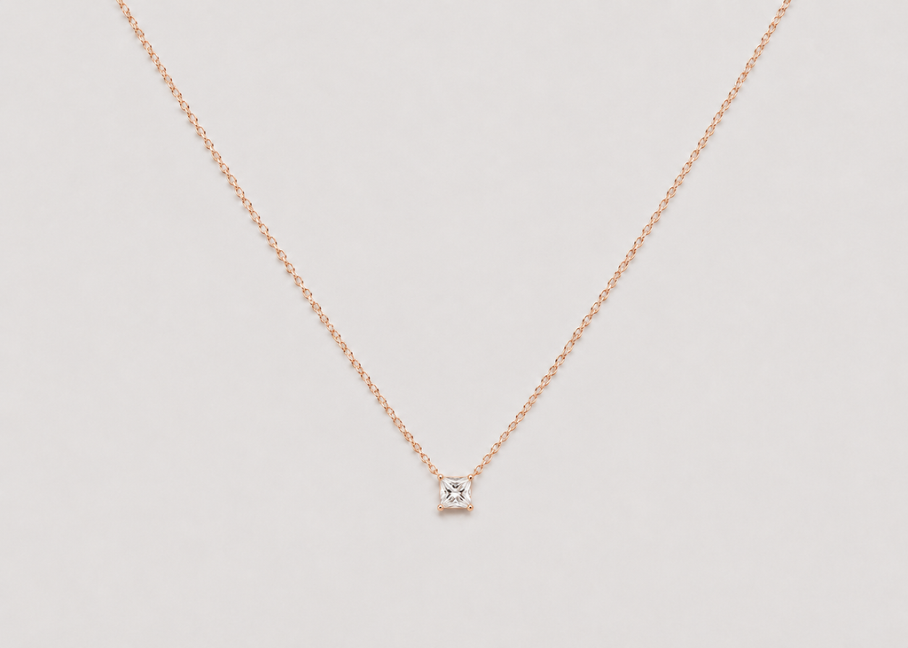 0.20 CT (VS–EF) Princess Cut Lab-Grown Diamond Solitaire Pendant Necklace for Women