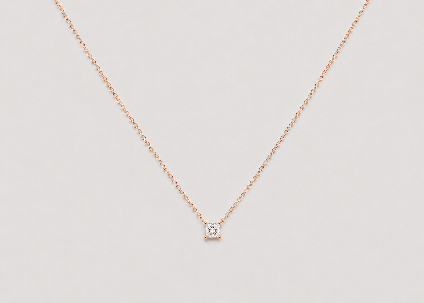 0.20 CT (VS–EF) Princess Cut Lab-Grown Diamond Solitaire Pendant Necklace for Women