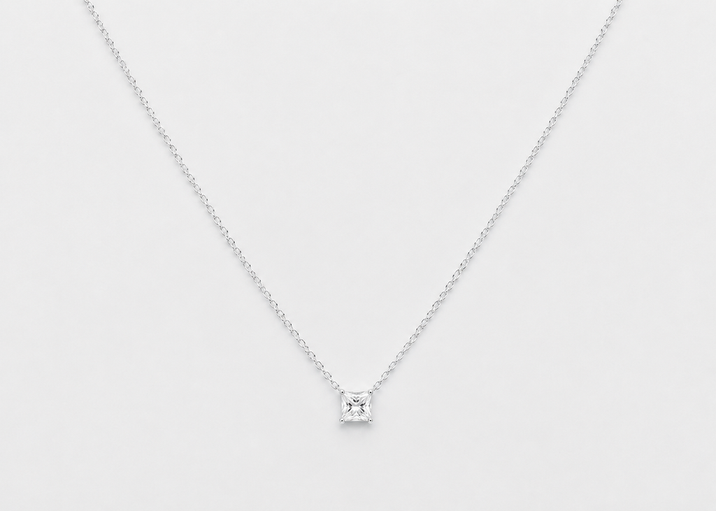 0.20 CT (VS–EF) Princess Cut Lab-Grown Diamond Solitaire Pendant Necklace for Women