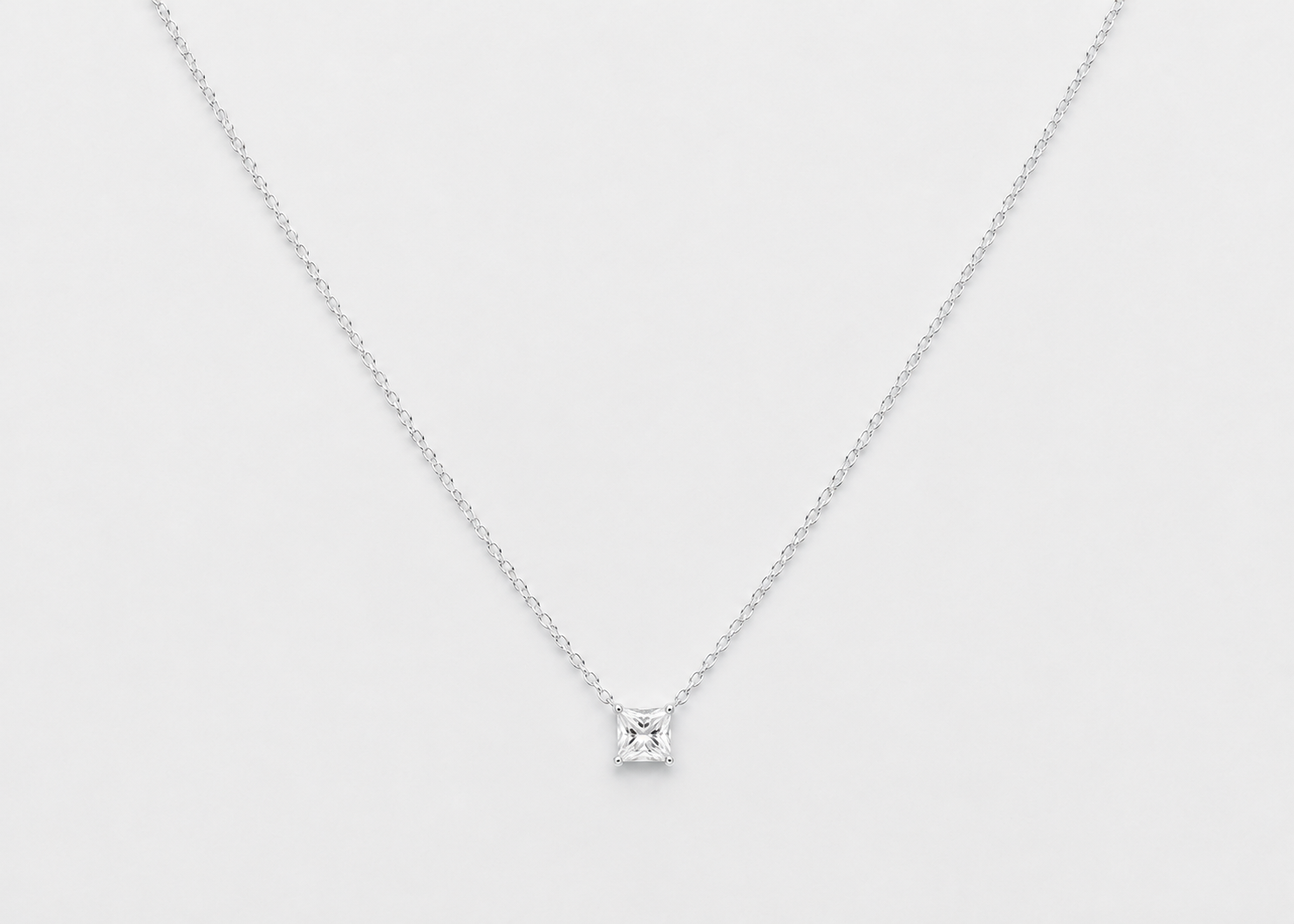 0.20 CT (VS–EF) Princess Cut Lab-Grown Diamond Solitaire Pendant Necklace for Women