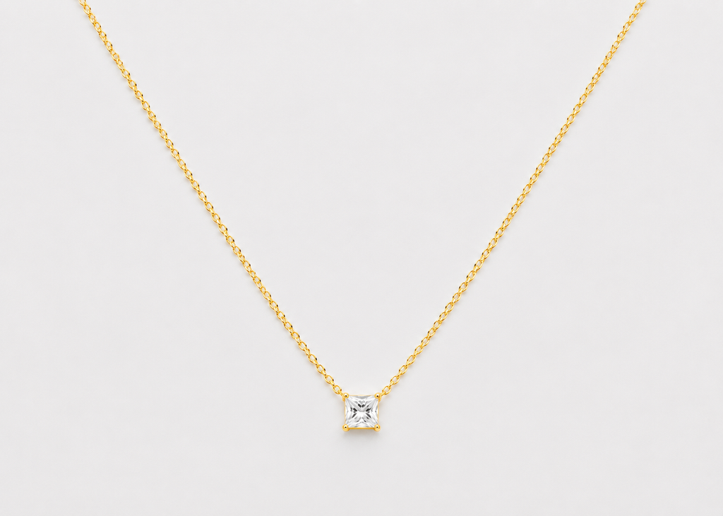 0.20 CT (VS–EF) Princess Cut Lab-Grown Diamond Solitaire Pendant Necklace for Women