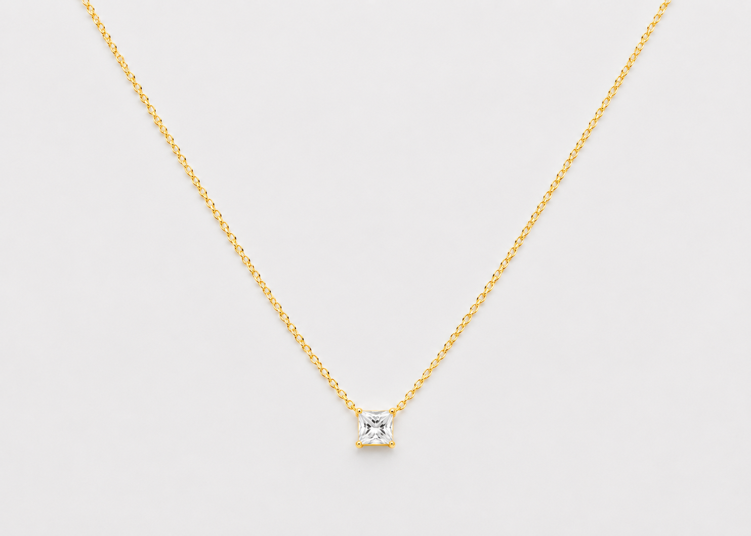0.20 CT (VS–EF) Princess Cut Lab-Grown Diamond Solitaire Pendant Necklace for Women