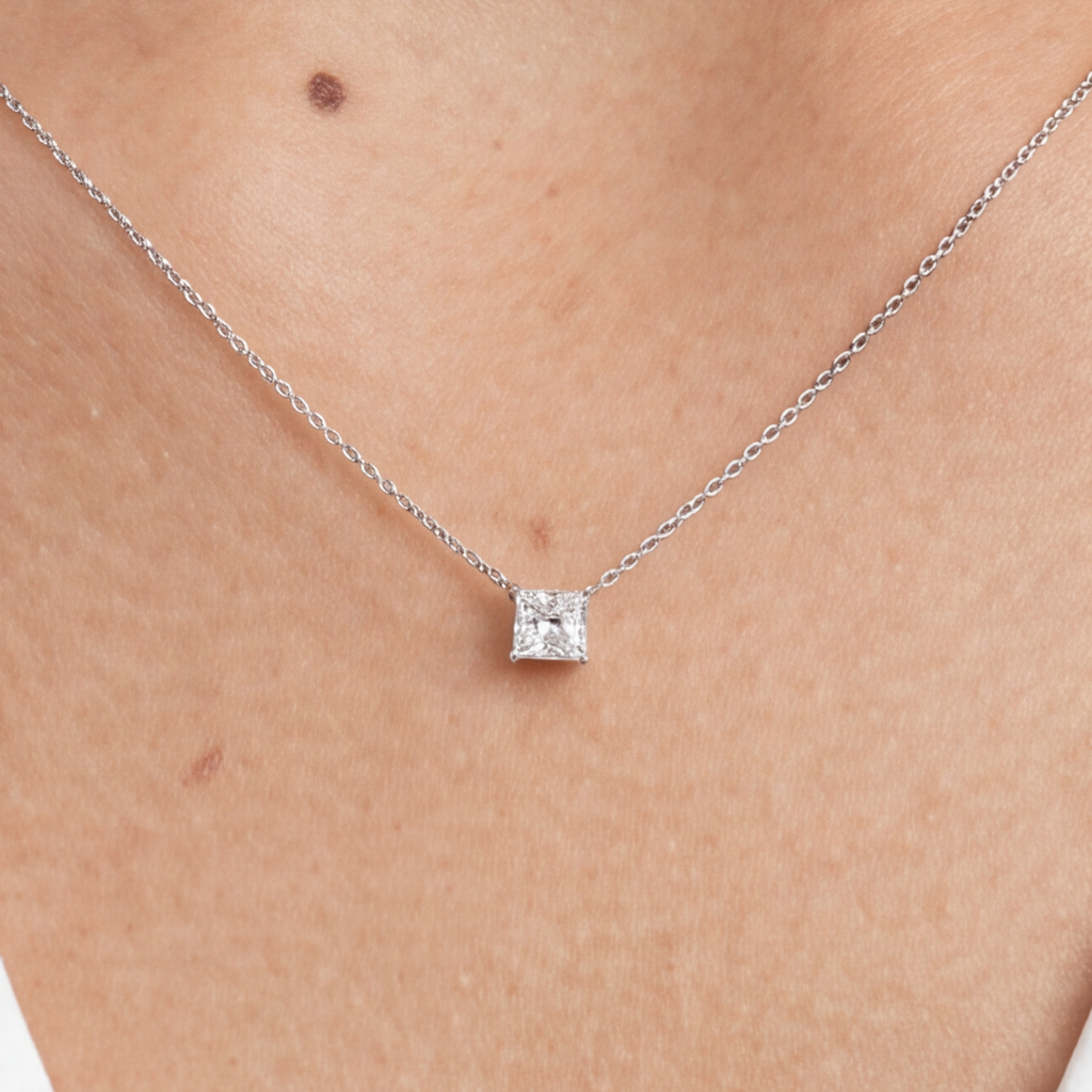 Lab-Grown Diamond Princess-Cut Solitaire Pendant 0.20 Ct. (EF/VVS-VS)