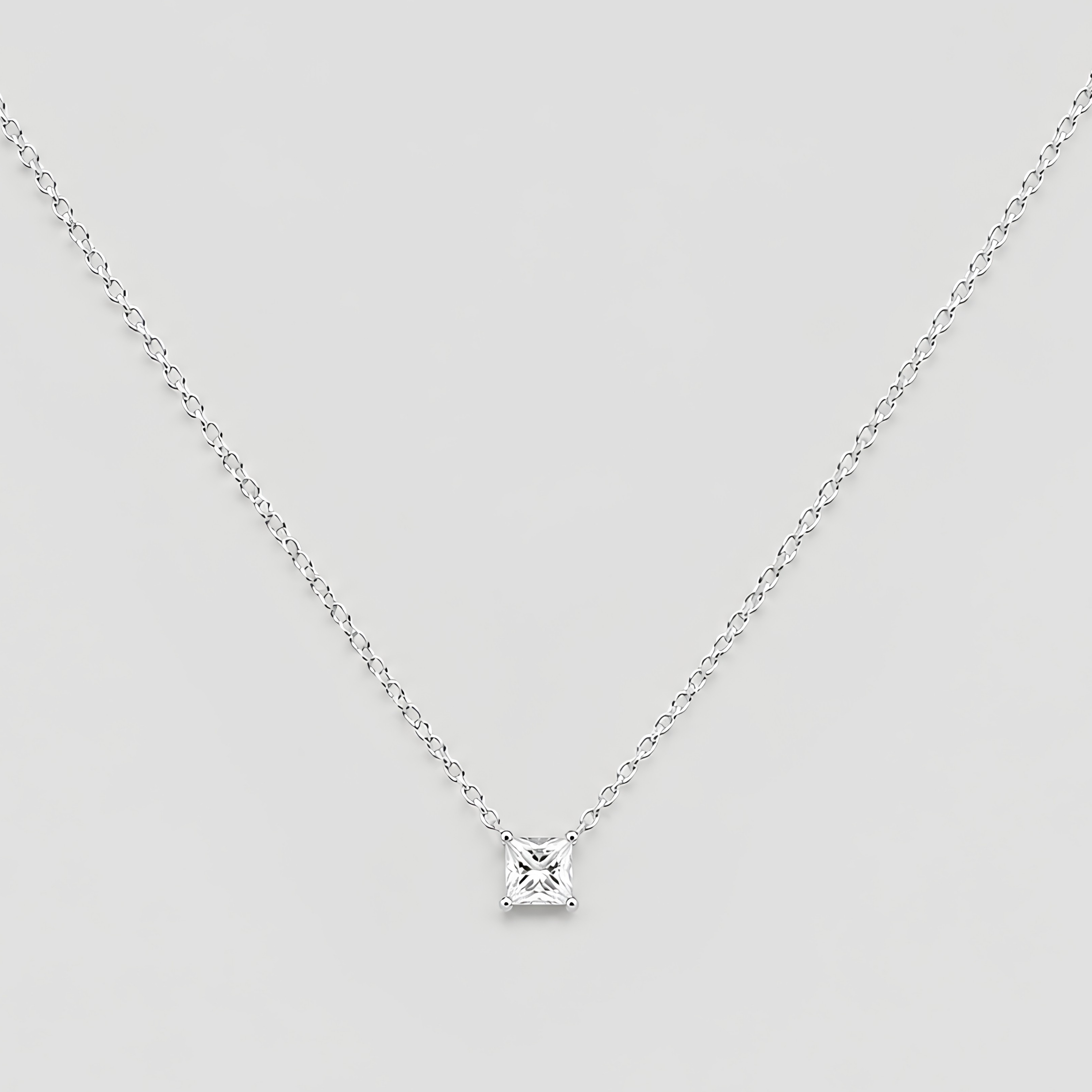 0.20 CT (VS–EF) Princess Cut Lab-Grown Diamond Solitaire Pendant Necklace for Women