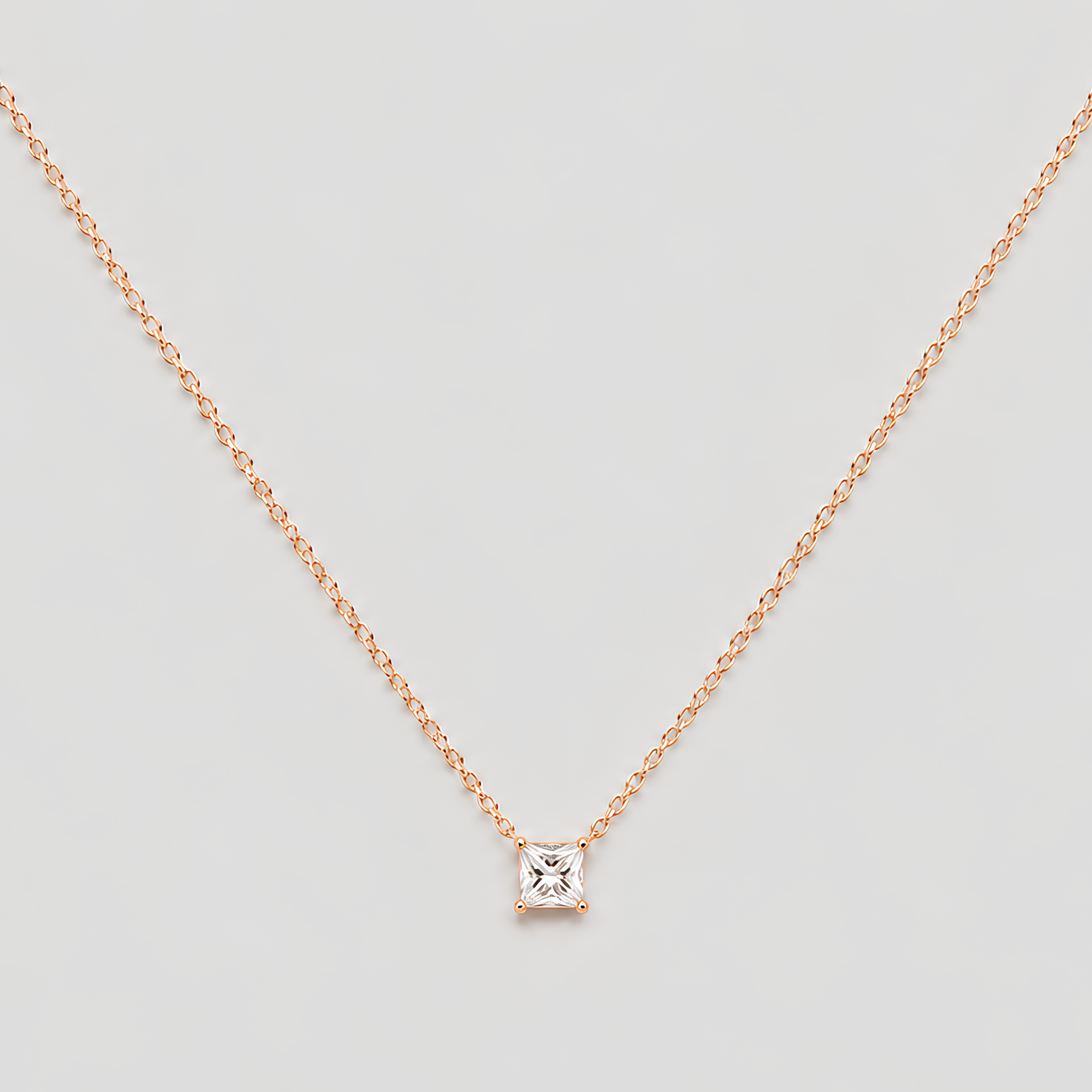 0.20 CT (VS–EF) Princess Cut Lab-Grown Diamond Solitaire Pendant Necklace for Women