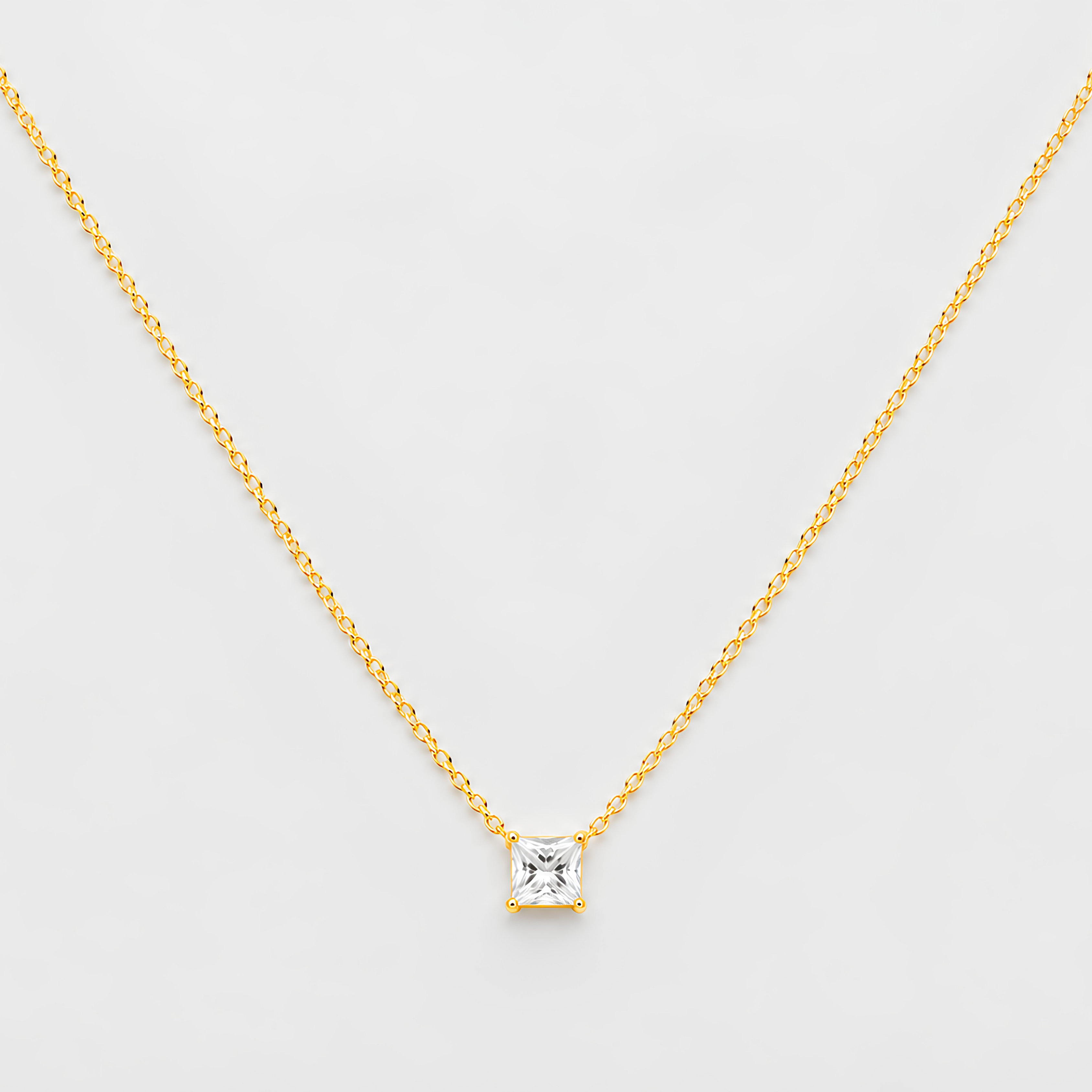 0.20 CT (VS–EF) Princess Cut Lab-Grown Diamond Solitaire Pendant Necklace for Women