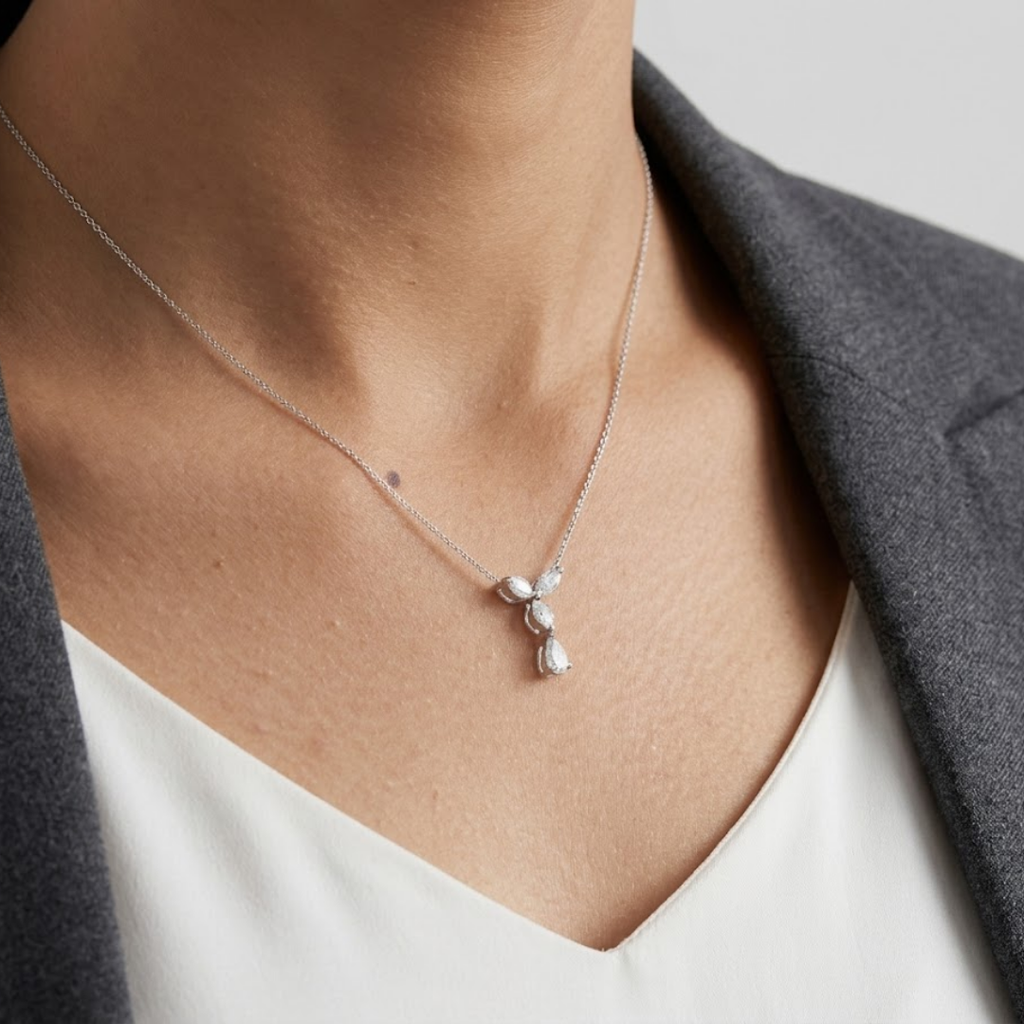 0.50 CT (VS–EF) Marquise & Pear Cut Lab-Grown Diamond Drop Pendant Necklace for Women