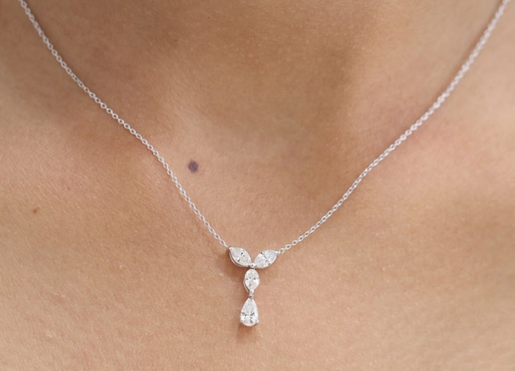 0.50 CT (VS–EF) Marquise & Pear Cut Lab-Grown Diamond Drop Pendant Necklace for Women