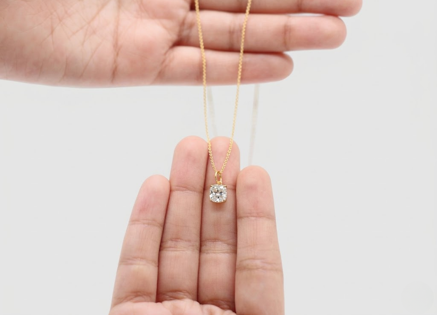 1.00 CT (VS–EF) Cushion Cut Lab-Grown Diamond Solitaire Pendant Necklace for Women