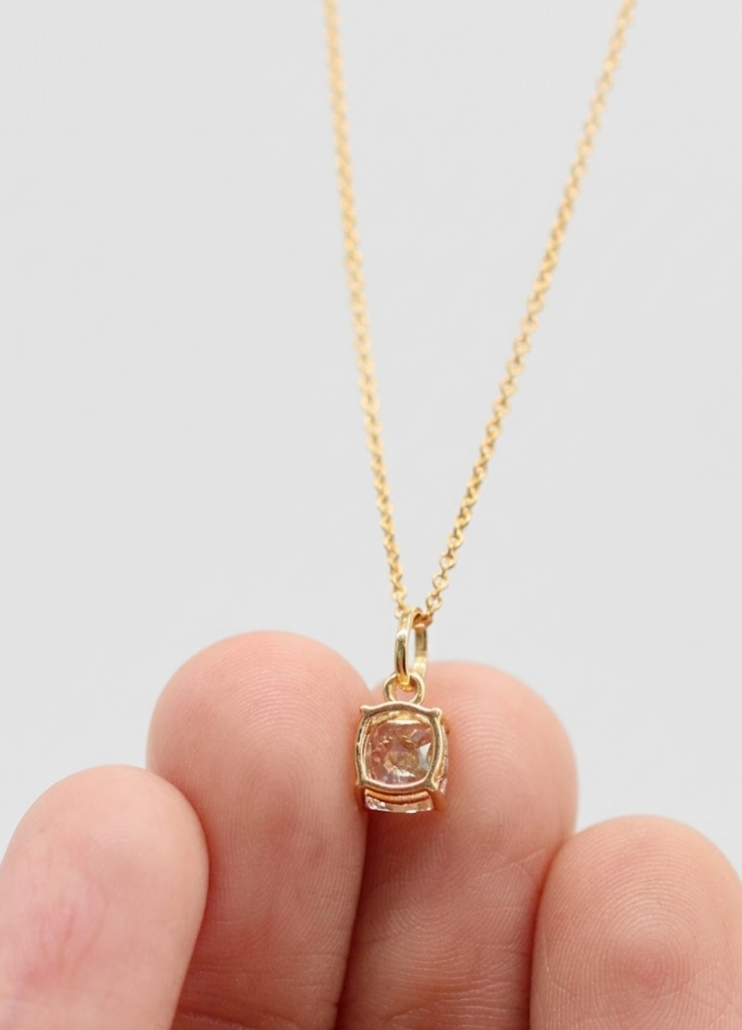 1.00 CT (VS–EF) Cushion Cut Lab-Grown Diamond Solitaire Pendant Necklace for Women