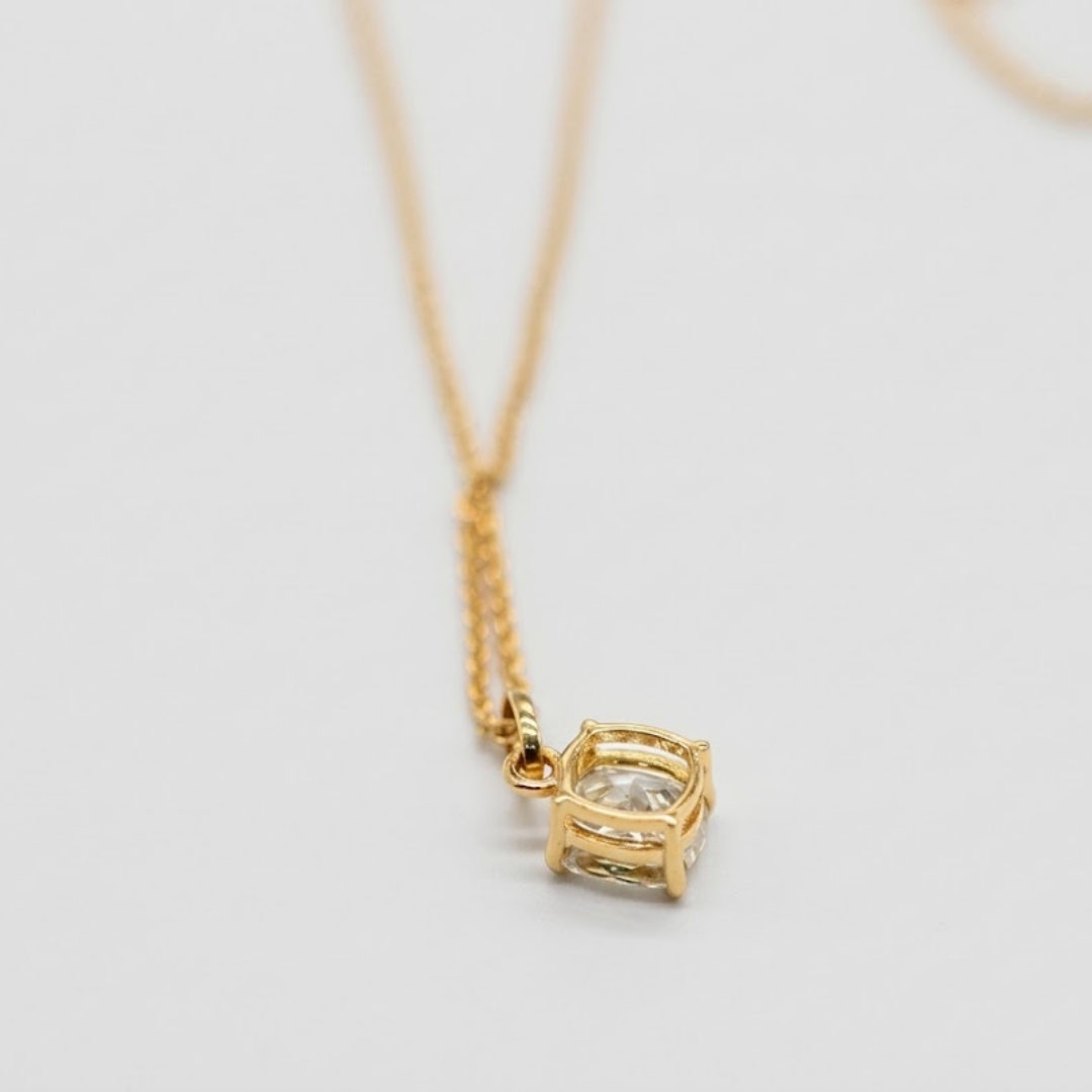 1.00 CT (VS–EF) Cushion Cut Lab-Grown Diamond Solitaire Pendant Necklace for Women
