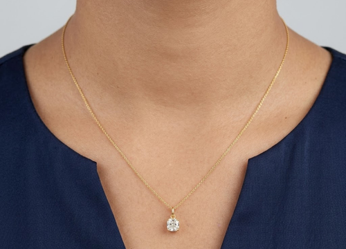 1.00 CT (VS–EF) Cushion Cut Lab-Grown Diamond Solitaire Pendant Necklace for Women