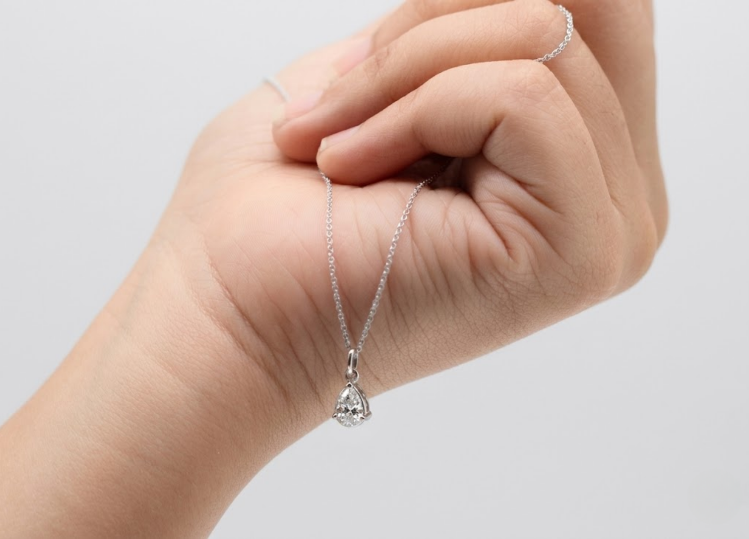 1.50 CT (VS–EF) Pear Cut Lab-Grown Diamond Solitaire Pendant Necklace for Women