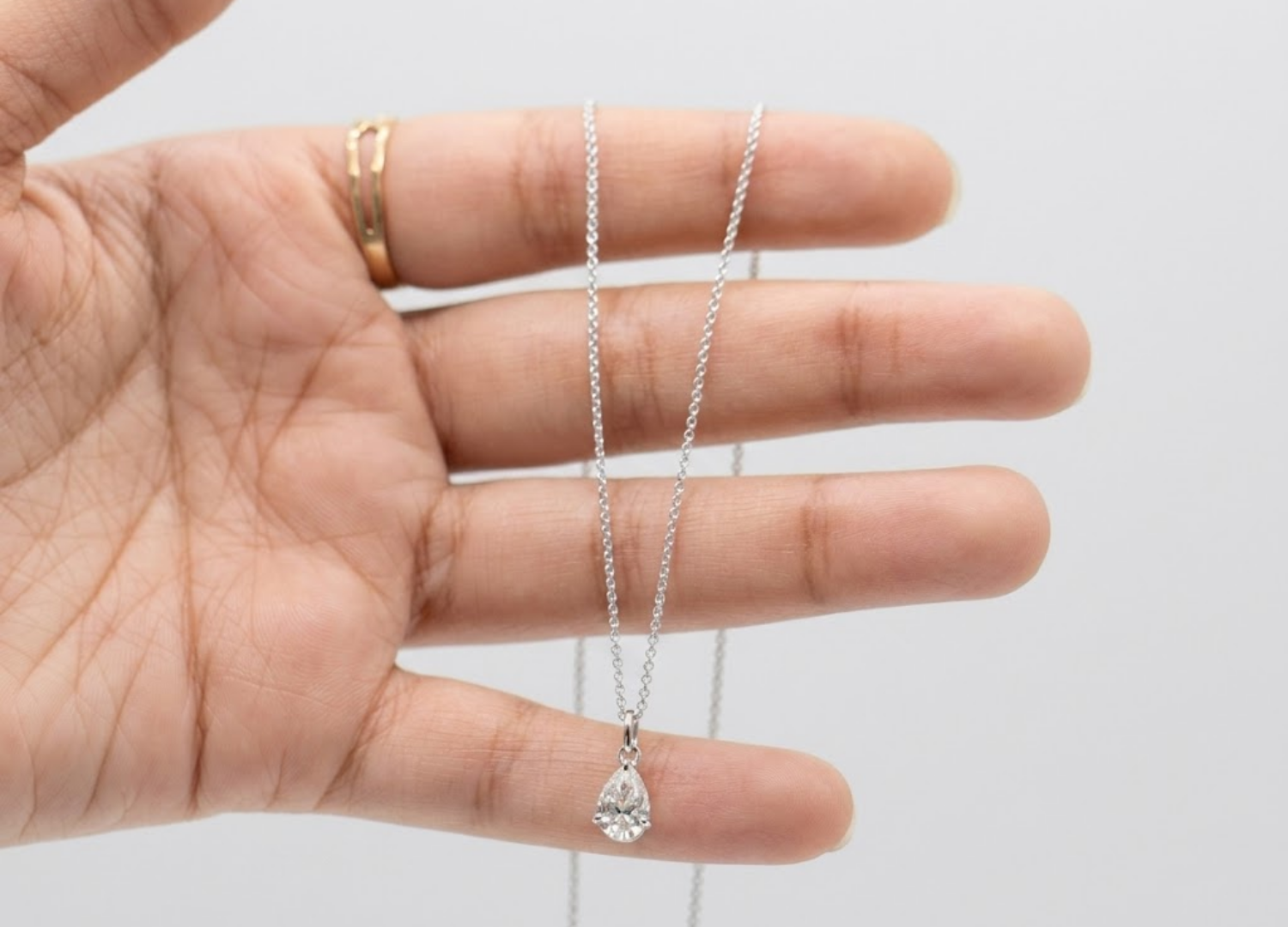 1.50 CT (VS–EF) Pear Cut Lab-Grown Diamond Solitaire Pendant Necklace for Women
