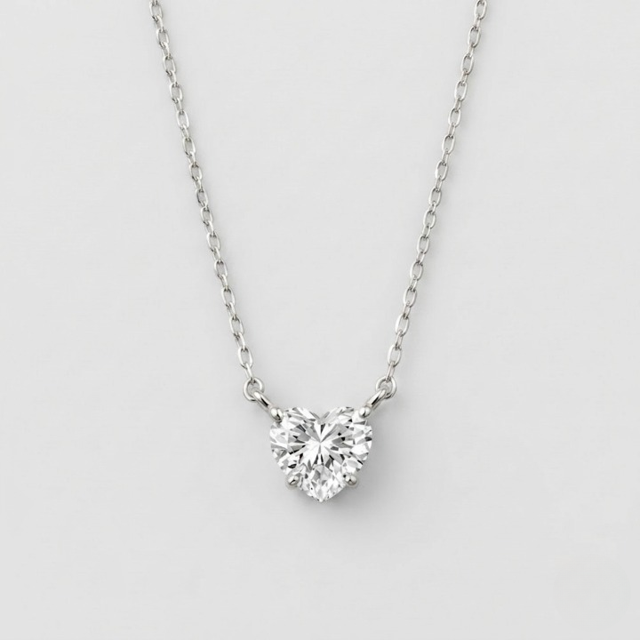 Lab Grown Diamond Hear Cut Solitaire Pendant Necklace 0.50 Ct.(VS-EF)