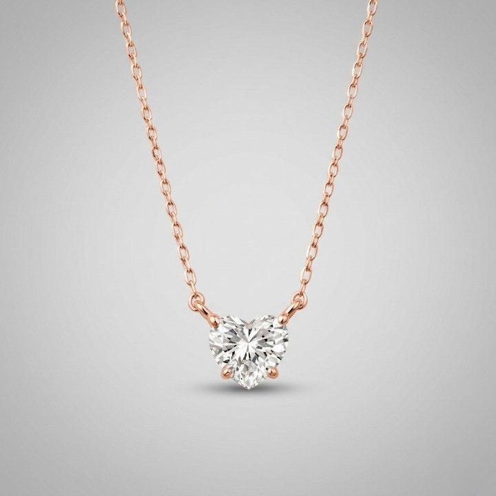Lab Grown Diamond Hear Cut Solitaire Pendant Necklace 0.50 Ct.(VS-EF)
