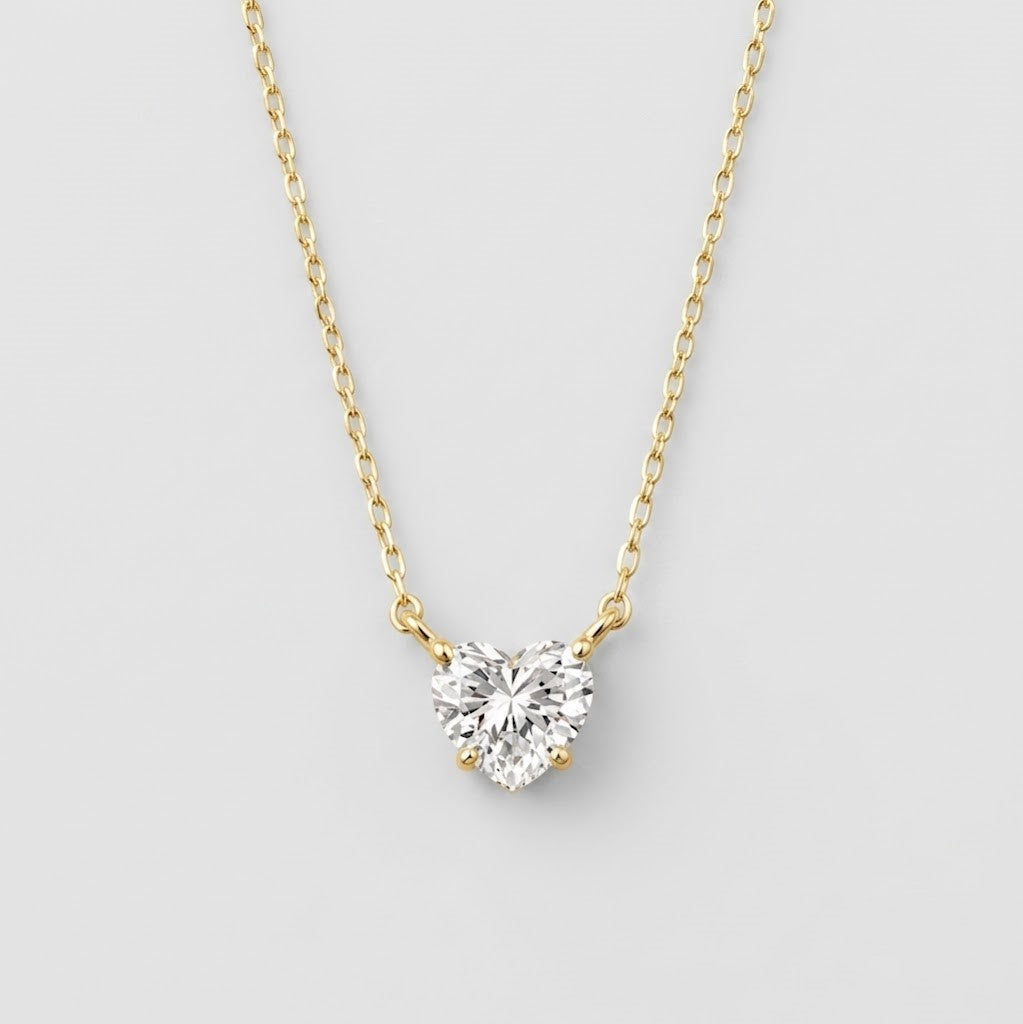Lab Grown Diamond Hear Cut Solitaire Pendant Necklace 0.50 Ct.(VS-EF)