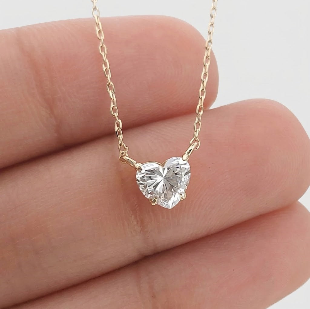 Lab Grown Diamond Hear Cut Solitaire Pendant Necklace 0.50 Ct.(VS-EF)