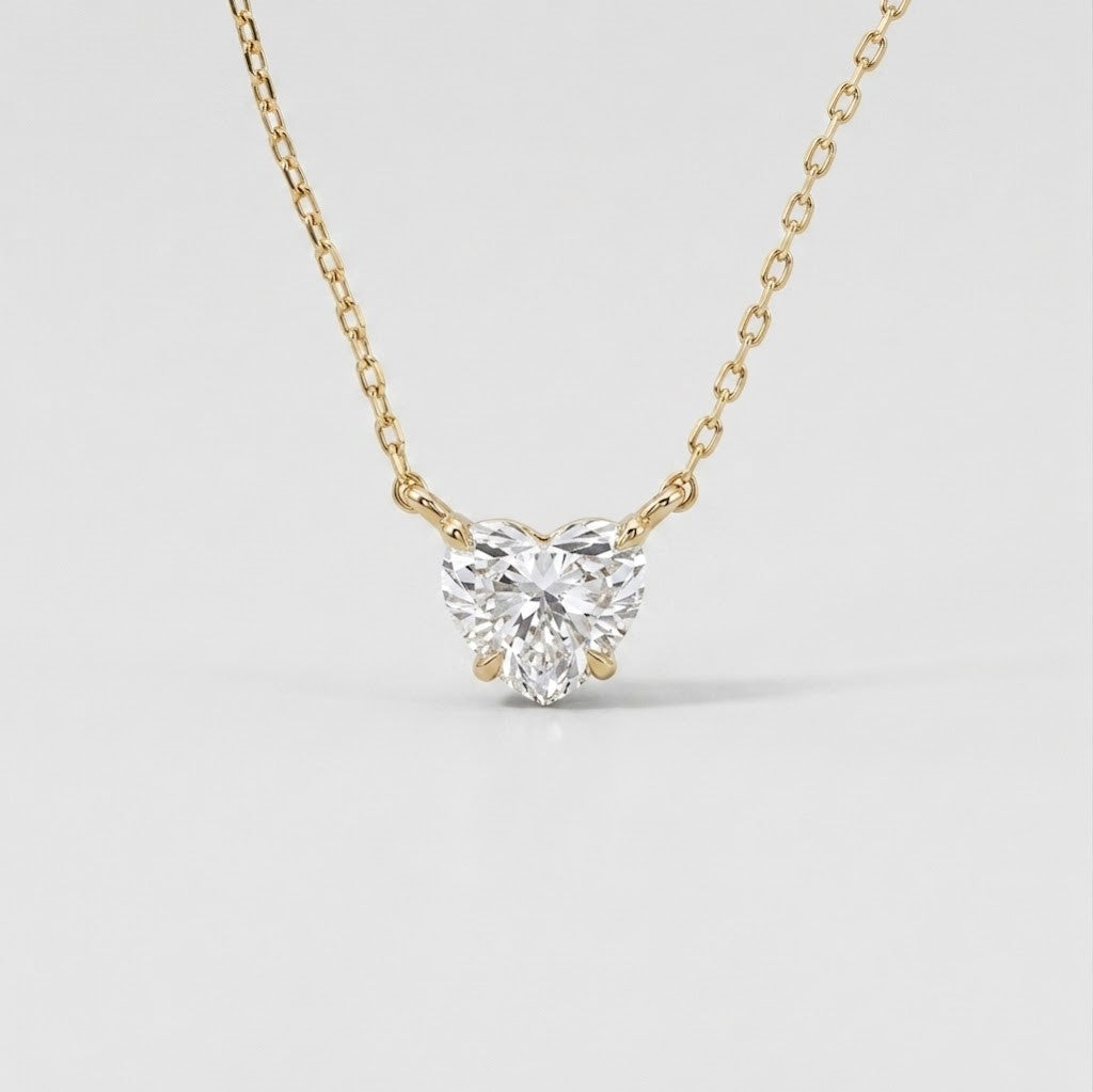 Lab Grown Diamond Hear Cut Solitaire Pendant Necklace 0.50 Ct.(VS-EF)