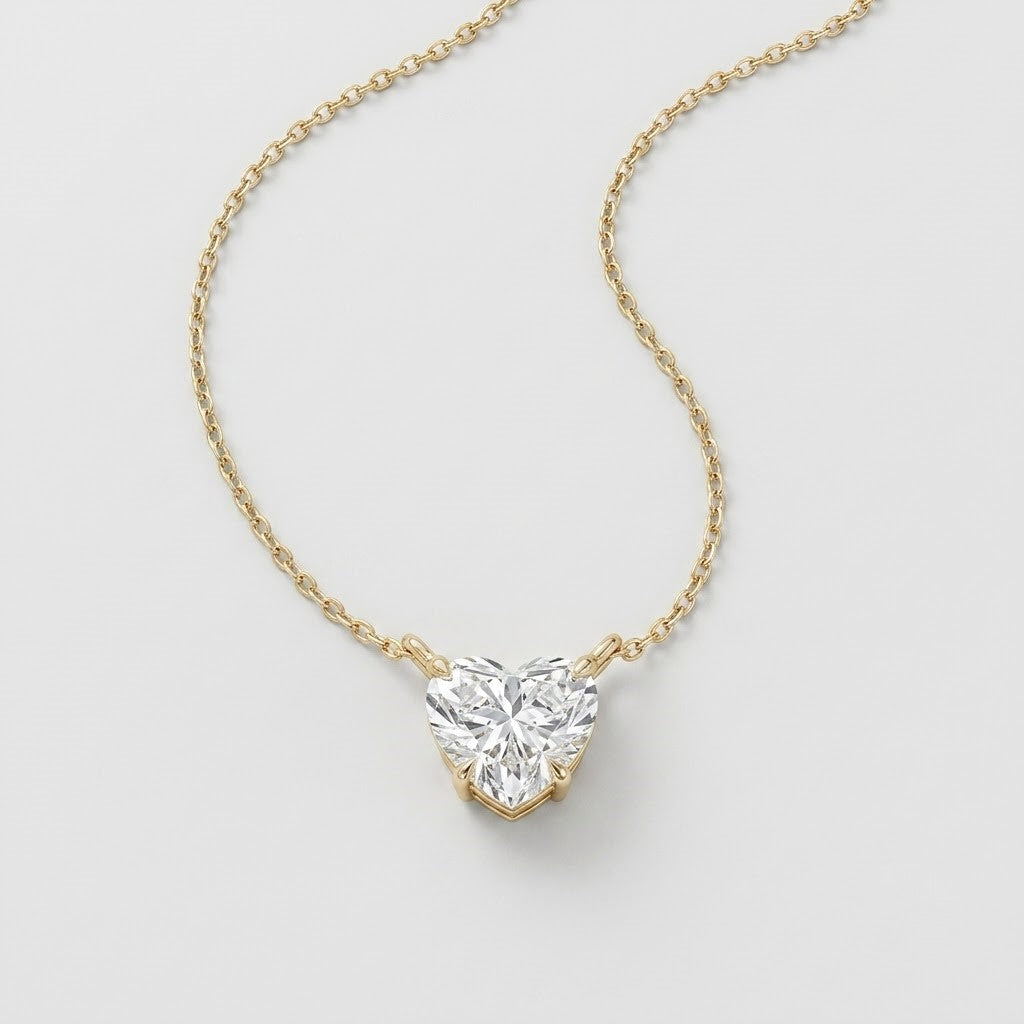 Lab Grown Diamond Hear Cut Solitaire Pendant Necklace 0.50 Ct.(VS-EF)