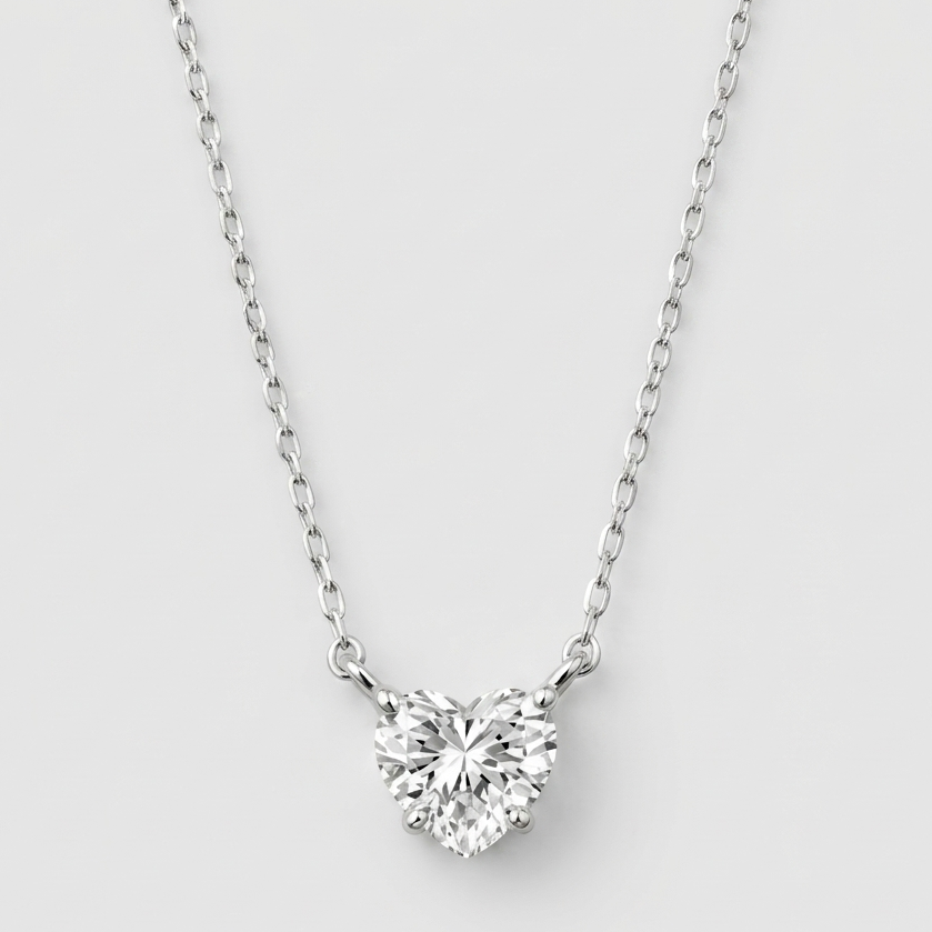 2 Ct. Heart Cut Lab Grown Diamond Solitaire Pendant Necklace (VS-EF)
