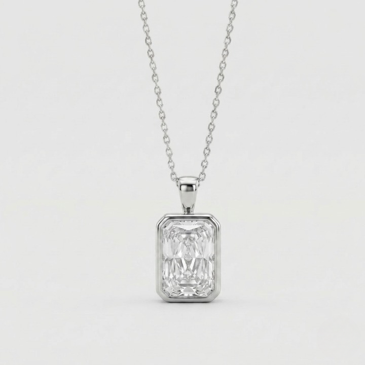 5 Ct. Lab Grown Diamond Radiant Cut Solitaire Pendant Necklace (VS-EF)
