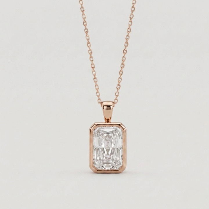 5 Ct. Lab Grown Diamond Radiant Cut Solitaire Pendant Necklace (VS-EF)
