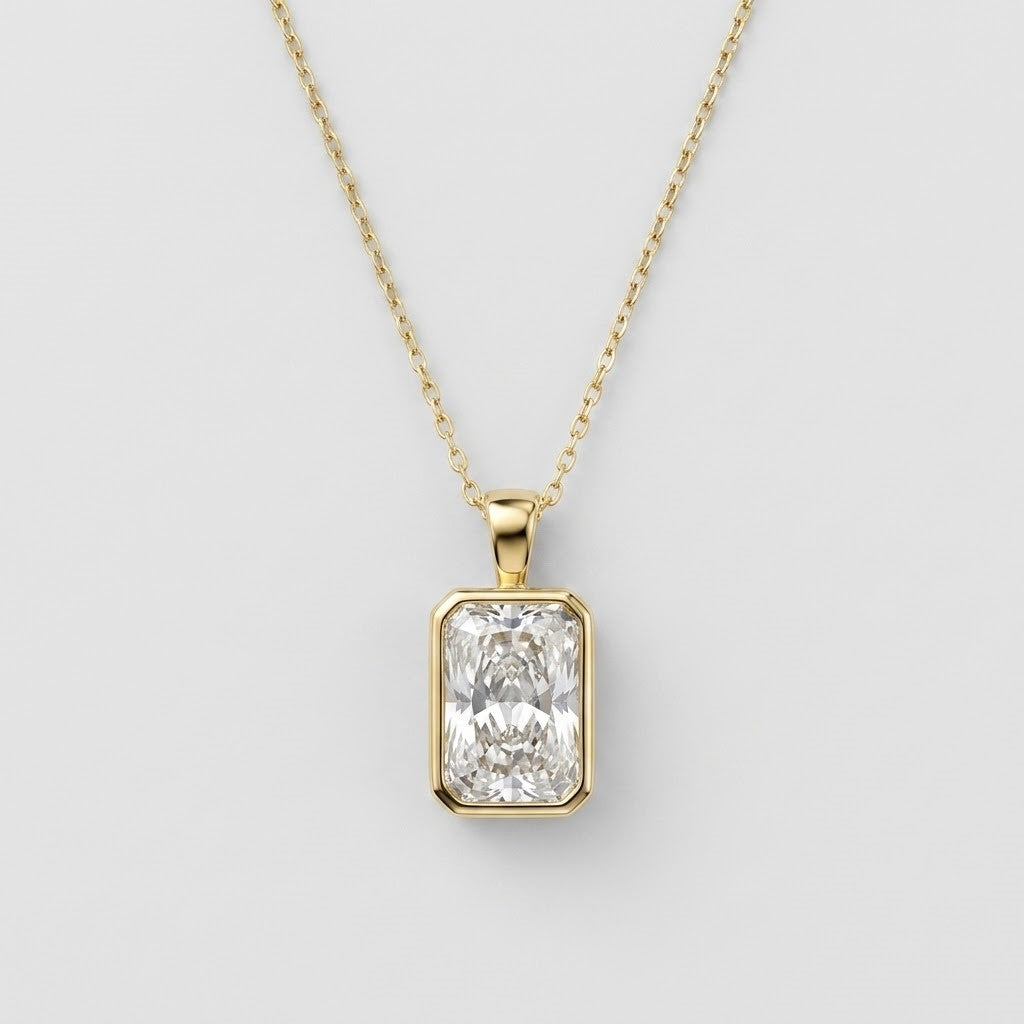 5 Ct. Lab Grown Diamond Radiant Cut Solitaire Pendant Necklace (VS-EF)