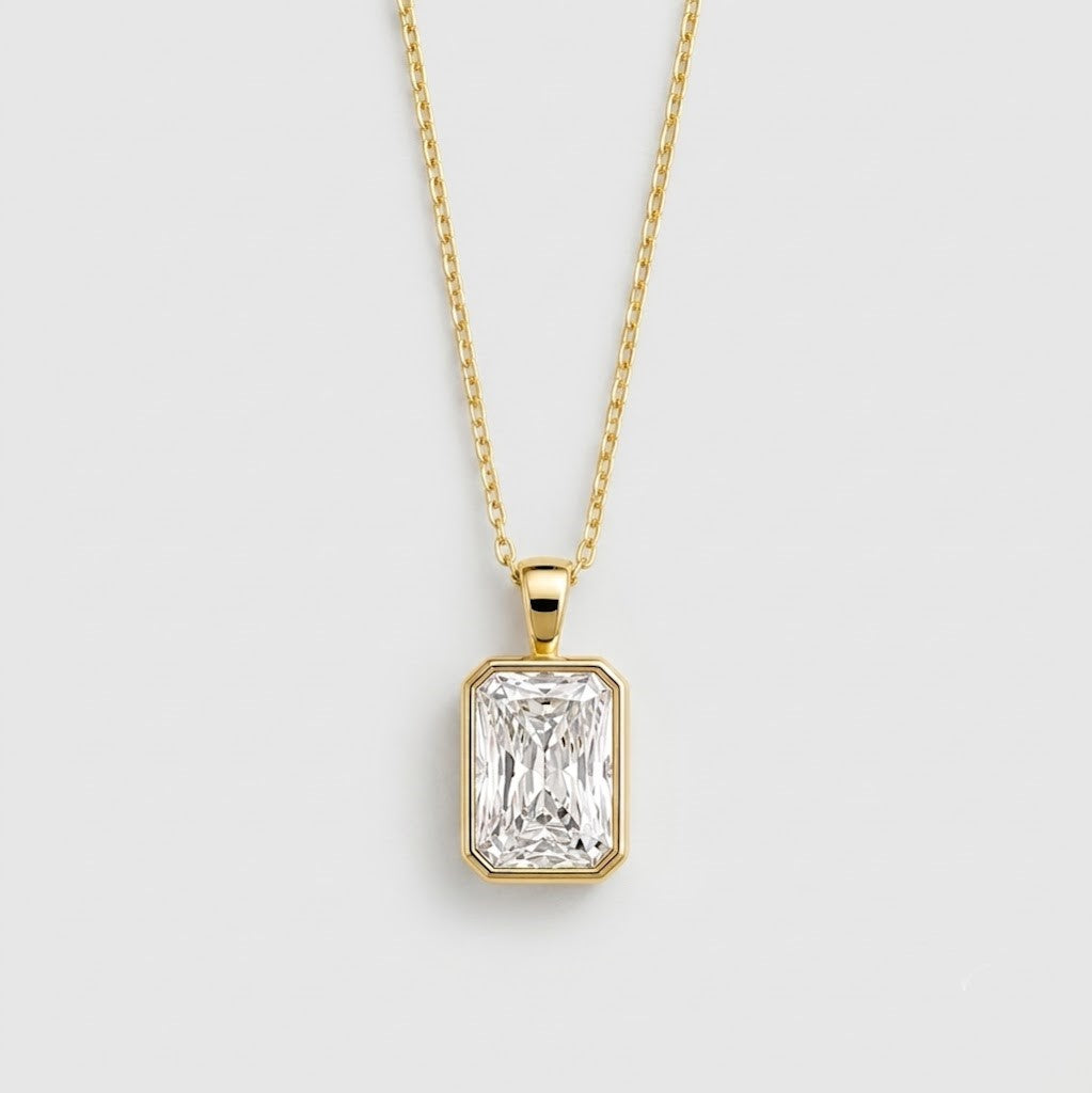 5 Ct. Lab Grown Diamond Radiant Cut Solitaire Pendant Necklace (VS-EF)