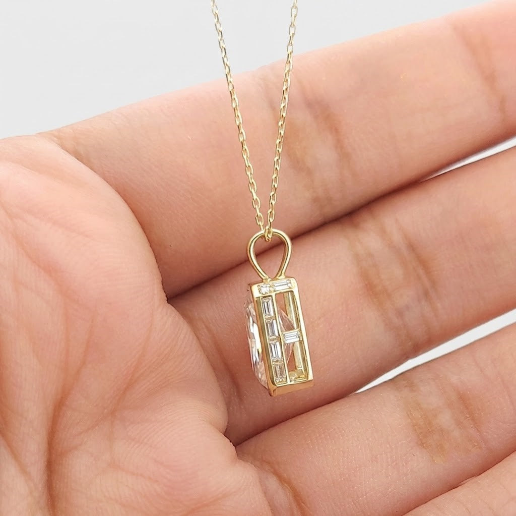 5 Ct. Lab Grown Diamond Radiant Cut Solitaire Pendant Necklace (VS-EF)