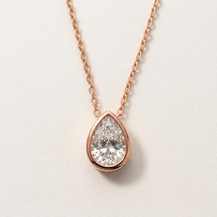 1 Ct. Pear Cut Lab Grown Diamond Solitaire Pendant Necklace (VS-EF)