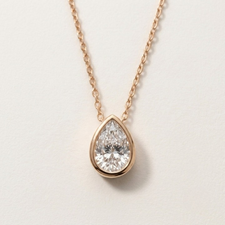 1 Ct. Pear Cut Lab Grown Diamond Solitaire Pendant Necklace (VS-EF)