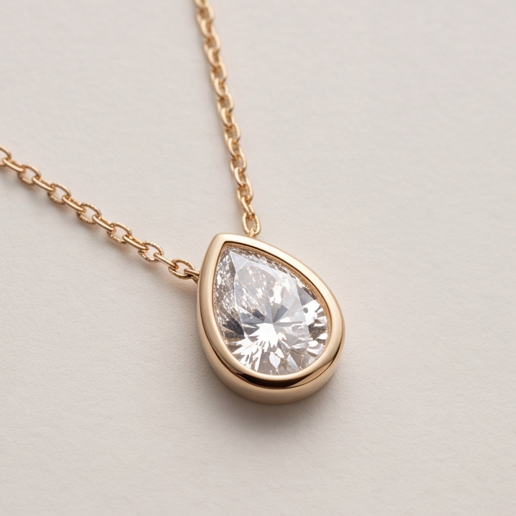 1 Ct. Pear Cut Lab Grown Diamond Solitaire Pendant Necklace (VS-EF)