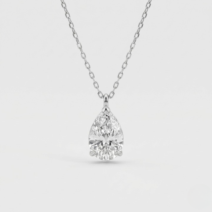 1 Ct. Lab Grown Diamond Pear Cut Solitaire Pendant Necklace (VS-EF)