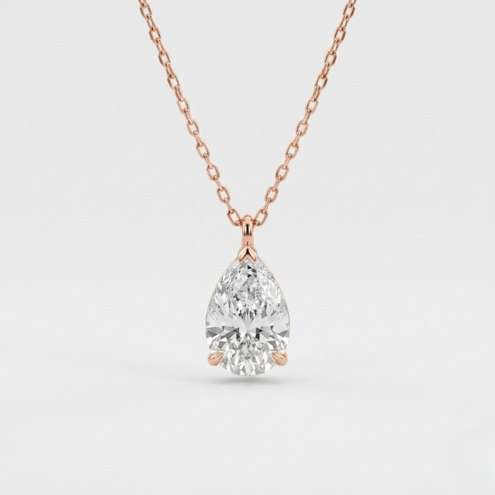 1 Ct. Lab Grown Diamond Pear Cut Solitaire Pendant Necklace (VS-EF)