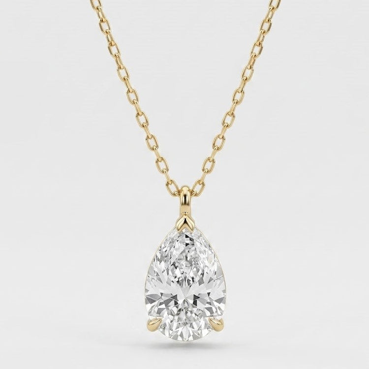 1 Ct. Lab Grown Diamond Pear Cut Solitaire Pendant Necklace (VS-EF)