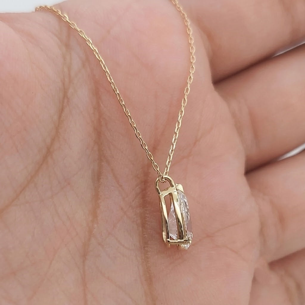 1 Ct. Lab Grown Diamond Pear Cut Solitaire Pendant Necklace (VS-EF)