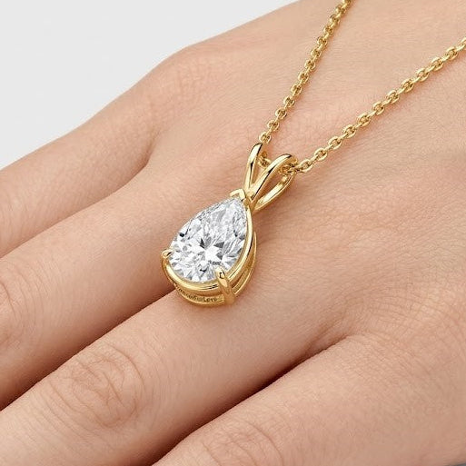 1 Ct. Lab Grown Diamond Pear Cut Solitaire Pendant Necklace (VS-EF)