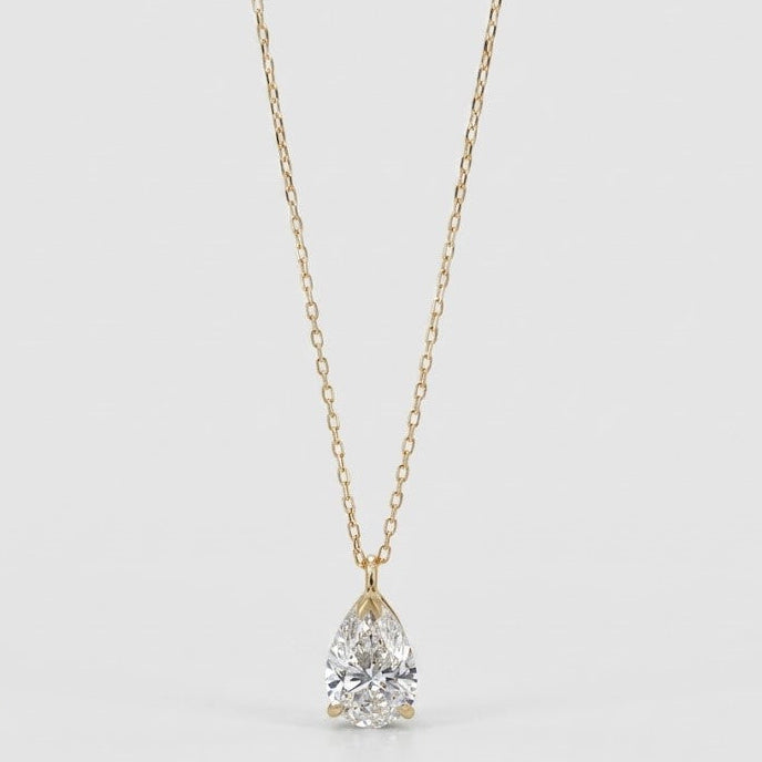 1 Ct. Lab Grown Diamond Pear Cut Solitaire Pendant Necklace (VS-EF)