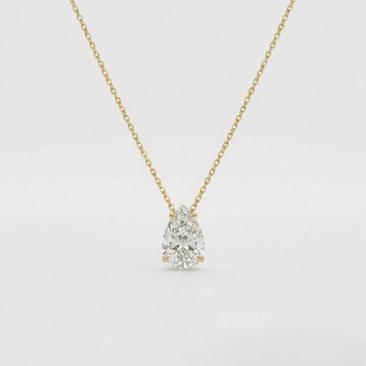 3 Ct. Pear Cut Lab Grown Diamond Solitaire Pendant Necklace (VS-EF)