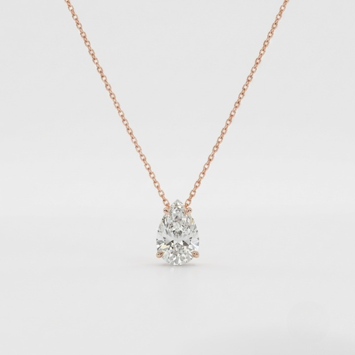 3 Ct. Pear Cut Lab Grown Diamond Solitaire Pendant Necklace (VS-EF)