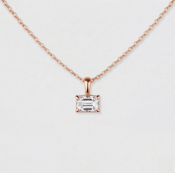 2 Ct. Emerald Cut Lab Grown Diamond Solitaire Pendant Necklace (VS-EF)