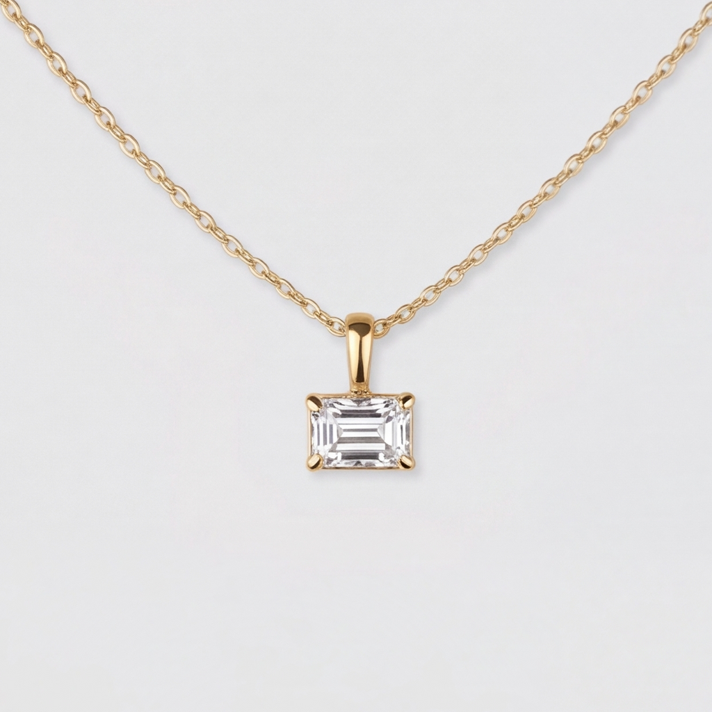2 Ct. Emerald Cut Lab Grown Diamond Solitaire Pendant Necklace (VS-EF)