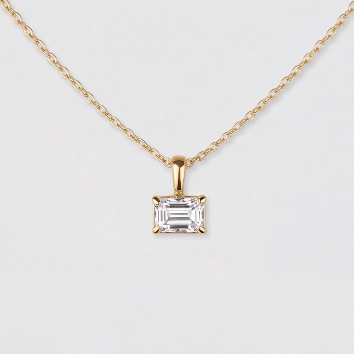 2 Ct. Emerald Cut Lab Grown Diamond Solitaire Pendant Necklace (VS-EF)