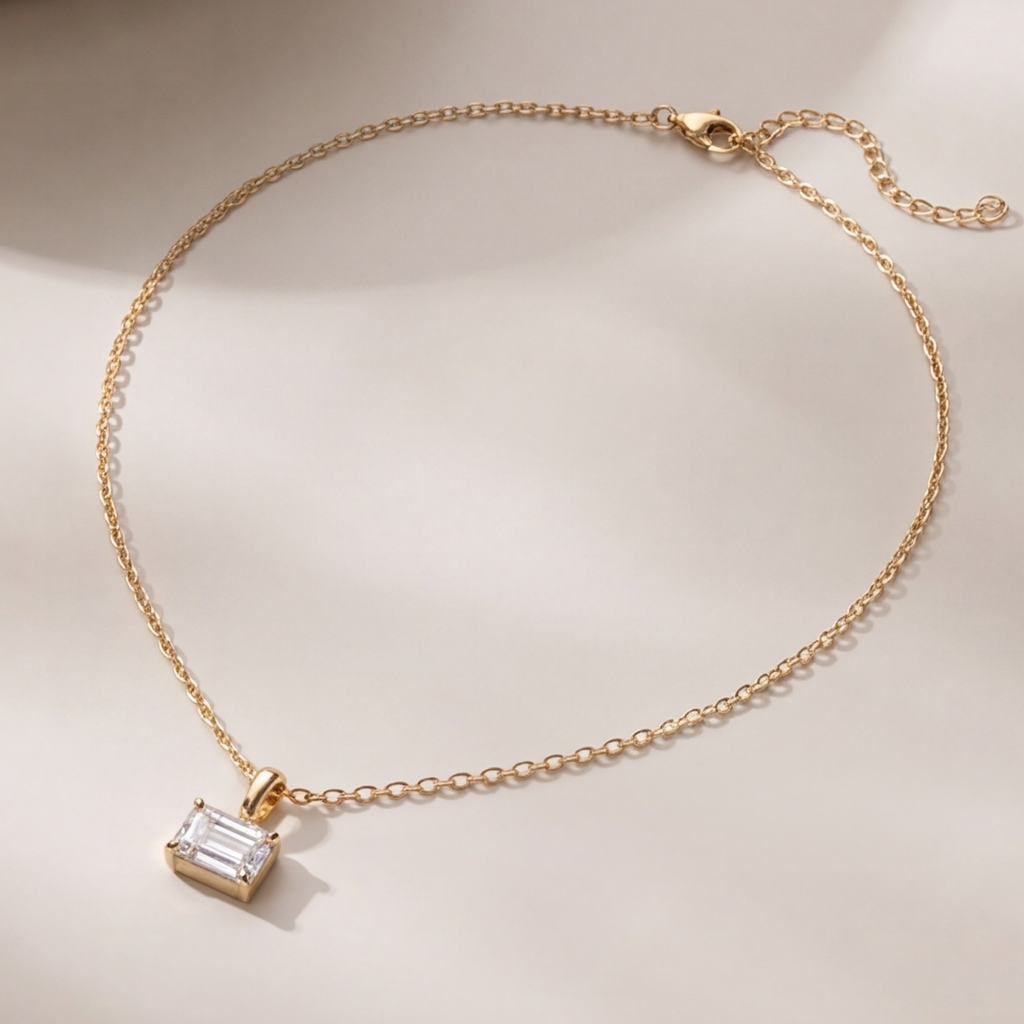 2 Ct. Emerald Cut Lab Grown Diamond Solitaire Pendant Necklace (VS-EF)