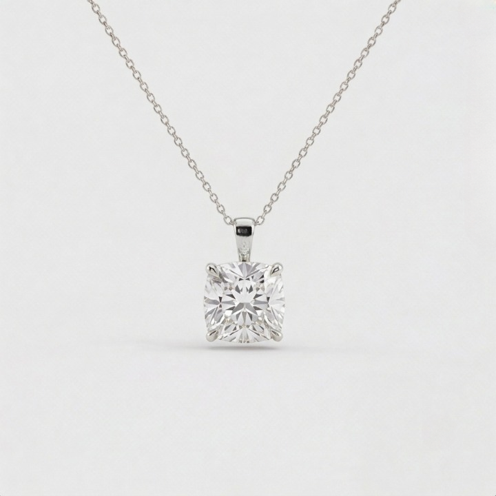 2 Ct. Cushion Cut Lab Grown Diamond Solitaire Pendant Necklace (VS-EF)