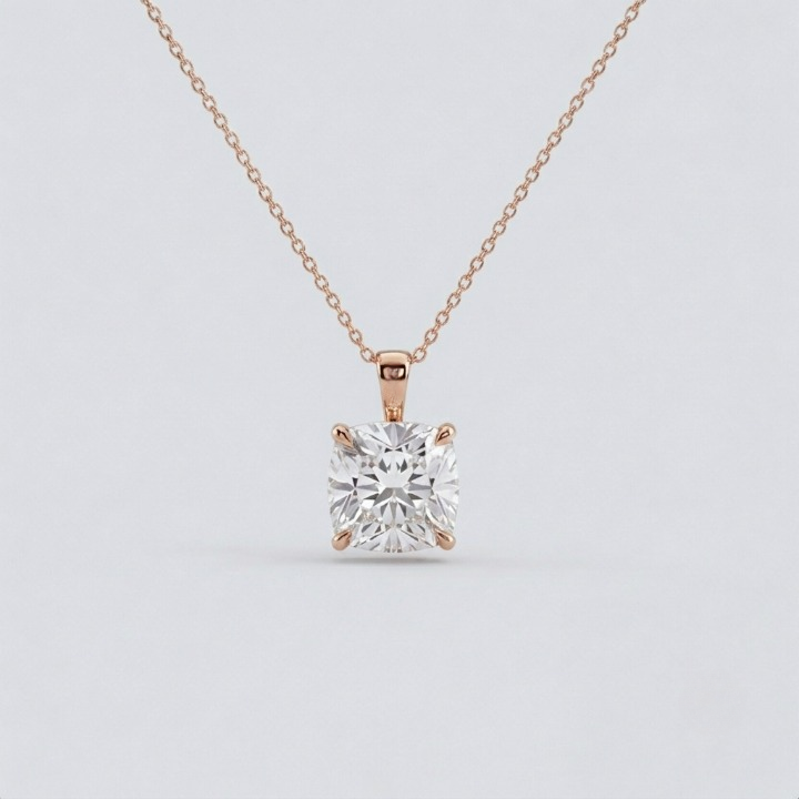 2 Ct. Cushion Cut Lab Grown Diamond Solitaire Pendant Necklace (VS-EF)